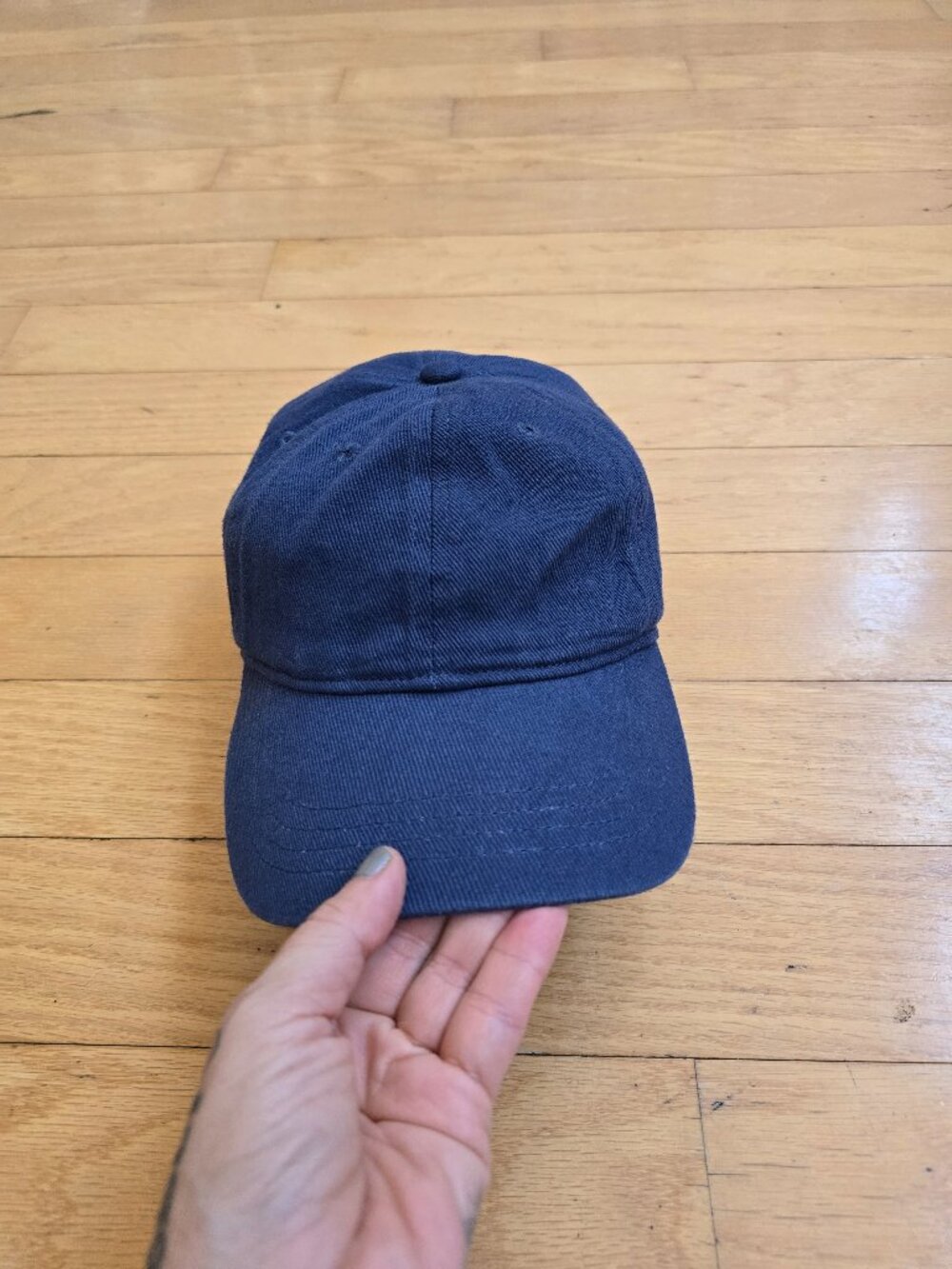 Brandy Melville | Navy Blue Plain Minimalist Cotton Strapback Baseball Cap